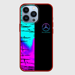 Чехол для iPhone 13 Pro Mercedes benz неон текстура, цвет: 3D-красный