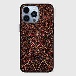 Чехол для iPhone 13 Pro Узоры мандала коричневый, цвет: 3D-черный