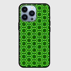 Чехол для iPhone 13 Pro Энергетический щит - зеленый, цвет: 3D-черный