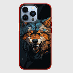 Чехол для iPhone 13 Pro Волчий свирепый оскал, цвет: 3D-красный