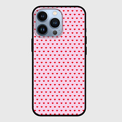 Чехол для iPhone 13 Pro Мелкие сердечки паттерн, цвет: 3D-черный