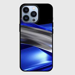 Чехол iPhone 13 Pro Серебряная вставка на синей абстракции