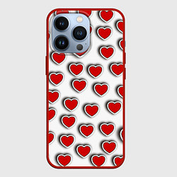 Чехол для iPhone 13 Pro Стикеры наклейки сердечки объемные, цвет: 3D-красный