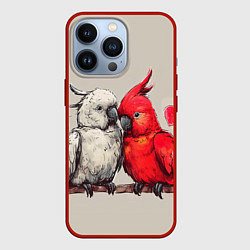 Чехол для iPhone 13 Pro Влюбленные попугаи 14 февраля, цвет: 3D-красный