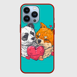 Чехол для iPhone 13 Pro Влюбленная собачка и лисичка, цвет: 3D-красный
