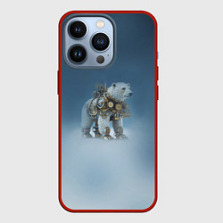 Чехол для iPhone 13 Pro Белый северный медведь в стиле стимпанк, цвет: 3D-красный