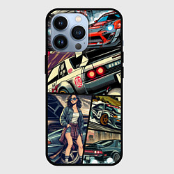 Чехол для iPhone 13 Pro Japanese cars art, цвет: 3D-черный