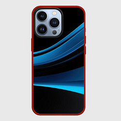 Чехол для iPhone 13 Pro Черная и синяя геометрическая абстракция, цвет: 3D-красный