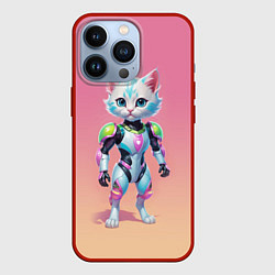 Чехол для iPhone 13 Pro Funny kitten - cyberpunk, цвет: 3D-красный