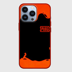 Чехол для iPhone 13 Pro PUBG orange splash, цвет: 3D-красный