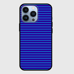 Чехол для iPhone 13 Pro Неоновые линии циан на темно синем, цвет: 3D-черный