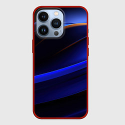 Чехол для iPhone 13 Pro Синее свечение на абстрактном фоне, цвет: 3D-красный