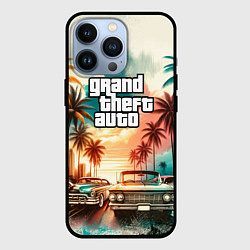 Чехол для iPhone 13 Pro ГТА - пальмы и машины, цвет: 3D-черный