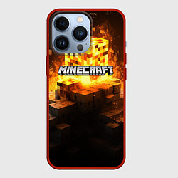 Чехол для iPhone 13 Pro Minecraft огненный куб, цвет: 3D-красный