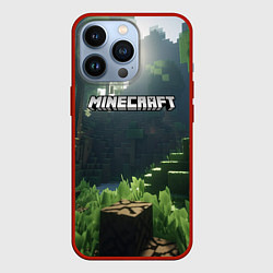 Чехол для iPhone 13 Pro Minecraft logo world, цвет: 3D-красный