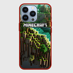 Чехол для iPhone 13 Pro Minecraft logo летняя карта, цвет: 3D-красный