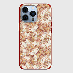 Чехол для iPhone 13 Pro Деньги - купюры в 5 тысяч рублей, цвет: 3D-красный