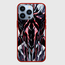 Чехол для iPhone 13 Pro Чёрно-красная агрессивная абстракция на белом фоне, цвет: 3D-красный