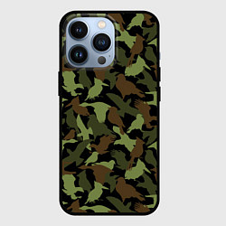 Чехол для iPhone 13 Pro Разные птицы - камуфляж, цвет: 3D-черный