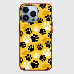 Чехол для iPhone 13 Pro Собачьи следы, цвет: 3D-красный