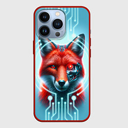Чехол для iPhone 13 Pro Лиса кибер робот терминатор, цвет: 3D-красный