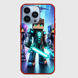 Чехол для iPhone 13 Pro Minecraft - characters ai art, цвет: 3D-красный