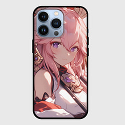 Чехол для iPhone 13 Pro Genshin Impact Яэ Miko smile, цвет: 3D-черный