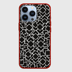 Чехол для iPhone 13 Pro Ромб черно - белый, цвет: 3D-красный