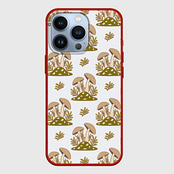 Чехол для iPhone 13 Pro Грибы и веточки, цвет: 3D-красный