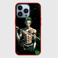 Чехол для iPhone 13 Pro Ван Пис - Зоро нейросеть, цвет: 3D-красный