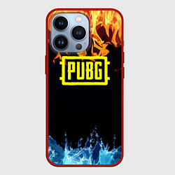 Чехол для iPhone 13 Pro PUBG online битва огня и льда, цвет: 3D-красный