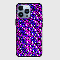Чехол для iPhone 13 Pro Фиолетовый узор и чёрная обводка, цвет: 3D-черный