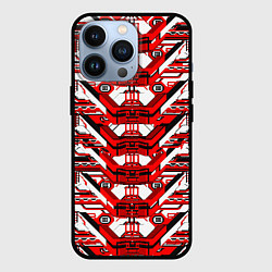 Чехол для iPhone 13 Pro Красно-белая техно броня, цвет: 3D-черный