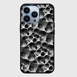 Чехол для iPhone 13 Pro Металл - текстура, цвет: 3D-черный