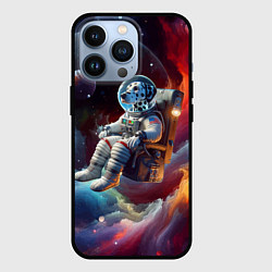 Чехол для iPhone 13 Pro Космонавт далматинец в неоновой галактике, цвет: 3D-черный