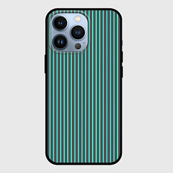 Чехол для iPhone 13 Pro Полосы серо-бирюзовый, цвет: 3D-черный
