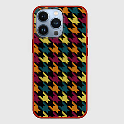 Чехол для iPhone 13 Pro Цветной узор гусиные лапки, цвет: 3D-красный