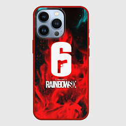 Чехол для iPhone 13 Pro Rainbow six шутер огненный стиль, цвет: 3D-красный