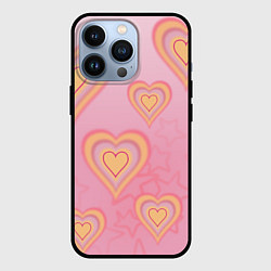 Чехол для iPhone 13 Pro Сердца градиент, цвет: 3D-черный