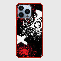Чехол для iPhone 13 Pro Дракон уроборос на фоне брызг красок и граффити, цвет: 3D-красный