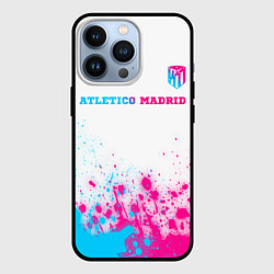 Чехол iPhone 13 Pro Atletico Madrid neon gradient style посередине