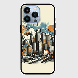 Чехол для iPhone 13 Pro Рисунок города с небоскребами, цвет: 3D-черный