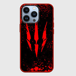 Чехол для iPhone 13 Pro The witcher - Краскый логотип и брызги, цвет: 3D-красный