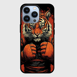Чехол для iPhone 13 Pro Муай-Тай тигр в стойке боевые искусства, цвет: 3D-черный