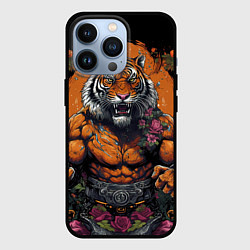 Чехол для iPhone 13 Pro Муай-Тай тигр в стойке боевые искусства, цвет: 3D-черный