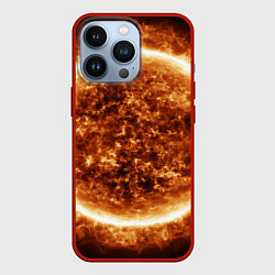 Чехол для iPhone 13 Pro Пылающее солнце крупным планом, цвет: 3D-красный