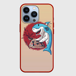 Чехол для iPhone 13 Pro Sushi shark, цвет: 3D-красный