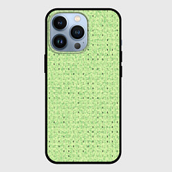 Чехол для iPhone 13 Pro Салатовый паттерн в мелкую полосочку, цвет: 3D-черный