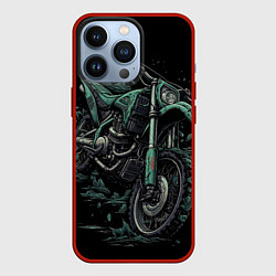 Чехол для iPhone 13 Pro Зеленый абстрактный мото, цвет: 3D-красный