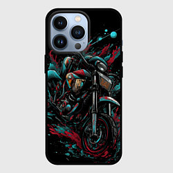 Чехол для iPhone 13 Pro Мото и брызги краски, цвет: 3D-черный
